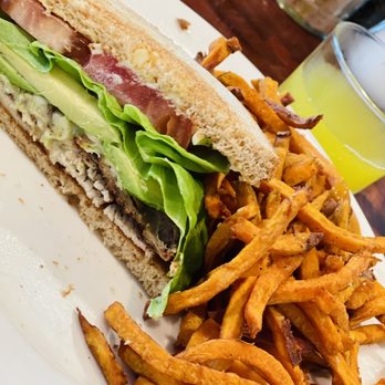 Counter Cafe West Campus - Turkey Sandwich. No bacon  with whole wheat toast.  Sweet potato fries   Don't forget fresh squeezed juice in mimosa!! - Breakfast & Brunch Near Me - Austin, Texas