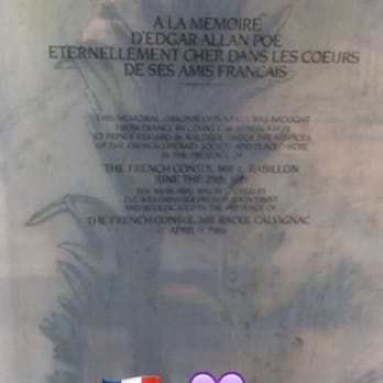 Edgar Allan Poe Grave - Plaque from his French fans (: - Landmarks & Historical Buildings Near Me - Baltimore, Maryland