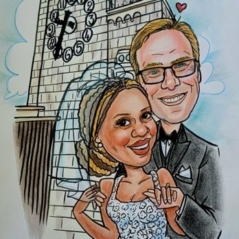 GeekyMoni - Color drawing of bride and groom. - Caricatures Near Me GeekyMoni - Color drawing of bride and groom. - Caricatures Near Me