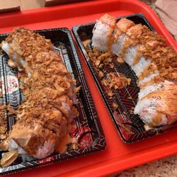 Roll It Sushi & Teriyaki - Seared Salmon Roll, Krispy spicy albcore roll