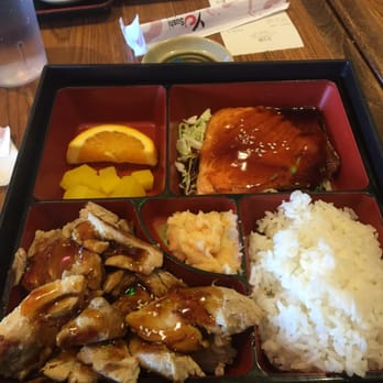 Yo Sushi - Combination box with teriyaki chicken and salmon for about $10. - Sushi Bars Near Me - Vallejo, California