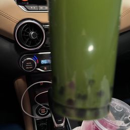 Matcha americano with boba