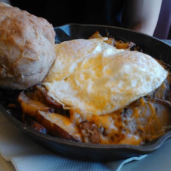 Thumbs Up Diner - the skillet with chicken and cheese and potatoes - Breakfast & Brunch Near Me - Atlanta, Georgia Thumbs Up Diner - the skillet with chicken and cheese and potatoes - Breakfast & Brunch Near Me - Atlanta, Georgia