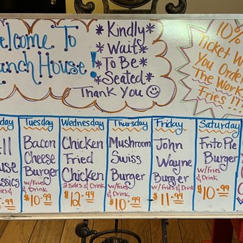 Ranch House Burgers - Daily special board at Weslaco - American Near Me - Mission, Texas Ranch House Burgers - Daily special board at Weslaco - American Near Me - Mission, Texas