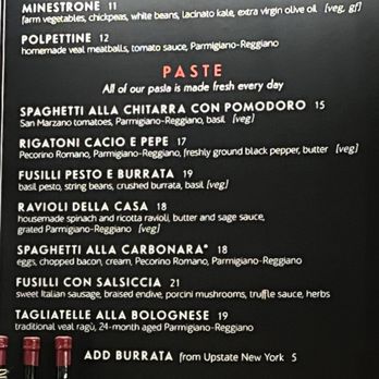 Felice Pasta Bar - Menu - Italian Near Me - Brooklyn, New York