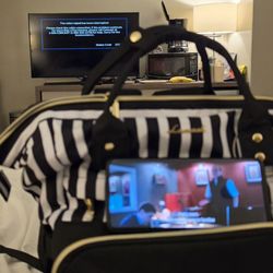 Nashville Riverfront Lofts - Watching shows on my phone because TV has no cable or streaming and hotel blocks my chromcast