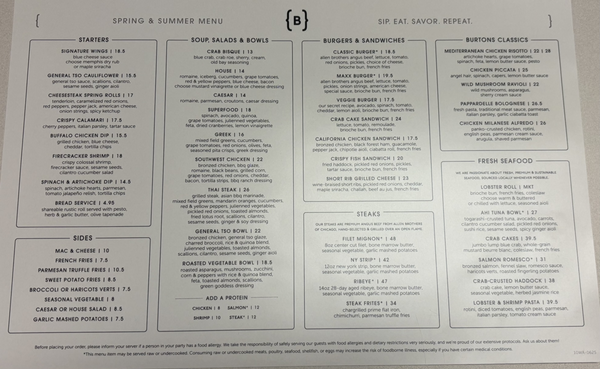 Menu photo 5 Burtons Grill & Bar Wayne, PA