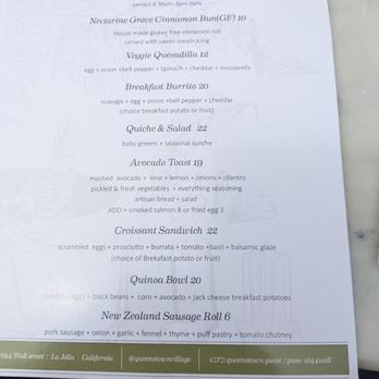 Queenstown Village - Cafe food menu - Burgers Near Me - La Jolla, California