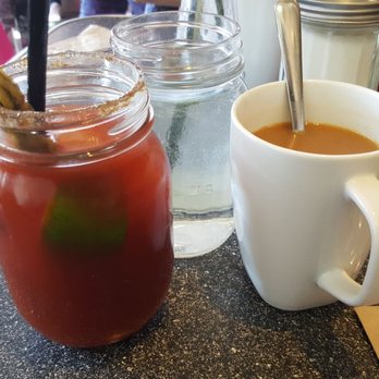 Dairy Lane Café - The trifecta! Caesar, coffee and water - Breakfast & Brunch Near Me - Calgary, Alberta