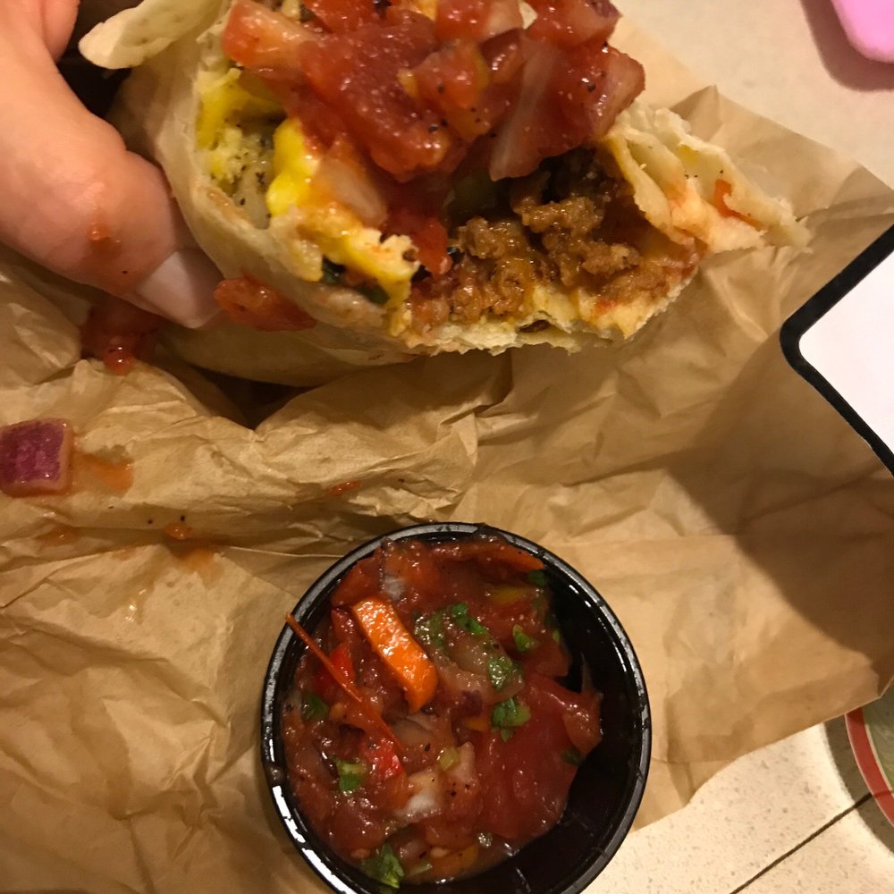 Sunshine Coffee - Chorizo burrito with homemade salsa - Coffee & Tea Near Me - Smithville, Missouri Sunshine Coffee - Chorizo burrito with homemade salsa - Coffee & Tea Near Me - Smithville, Missouri