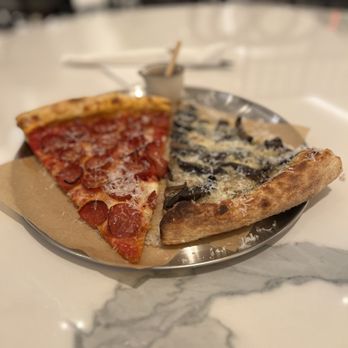 Miami Slice - Pepperoni w hot honey (husband said honey is a must) and Mushroom Truffle (excellent) - Pizza Near Me - Las Vegas, Nevada Miami Slice - Pepperoni w hot honey (husband said honey is a must) and Mushroom Truffle (excellent) - Pizza Near Me - Las Vegas, Nevada