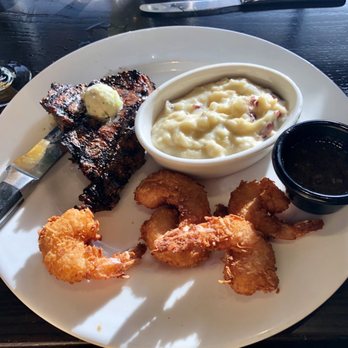 Local Goat - Sirloin special with coconut shrimp - New American Near Me - Pigeon Forge, Tennessee Local Goat - Sirloin special with coconut shrimp - New American Near Me - Pigeon Forge, Tennessee