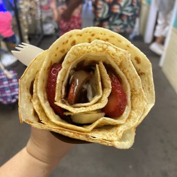 Crepe May - Made with strawberries, bananas, homemade whipped cream, Nutella and almonds - Waffles Near Me - Cape May, New Jersey