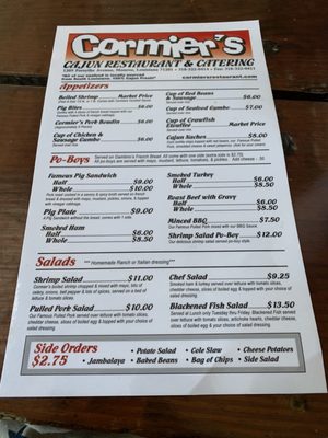 Menu photo 1 Cormier's Cajun Catering & Restaurant Monroe, LA Menu photo 1 Cormier's Cajun Catering & Restaurant Monroe, LA