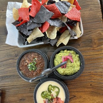 Agave - Tres Amigos- chips, salsa, queso and guacamole - Mexican Near Me - Red Hook, Virgin Islands