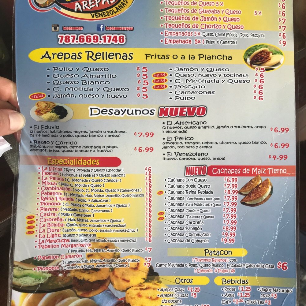 Los Chamos Arepas - The menu - Venezuelan Near Me - Carolina, Puerto Rico
