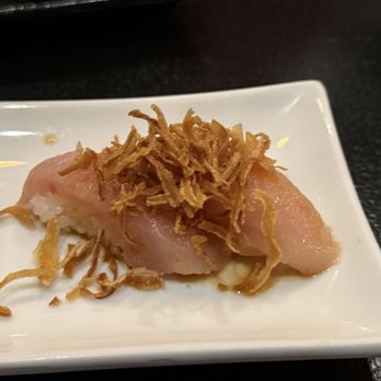 Sushi Fumi - Albacore with Crispy Onion and Garlic Ponzu Sauce - Sushi Bars Near Me - Los Angeles, California Sushi Fumi - Albacore with Crispy Onion and Garlic Ponzu Sauce - Sushi Bars Near Me - Los Angeles, California