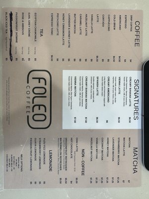 Menu photo 1 Foleo Coffee San Fernando Valley, CA