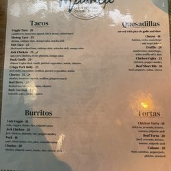 The menu - all good!