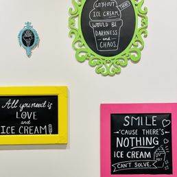 a variety of chalkboard signs