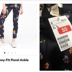 H&M - I live for Banana Republic Sloan slacks. They ask $98 for this trendy floral. Found it here for $5. Do the math. It's so good.