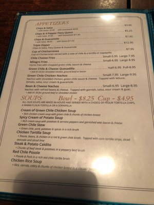 Menu photo 8 El Milagro Restaurant Santa Fe, NM