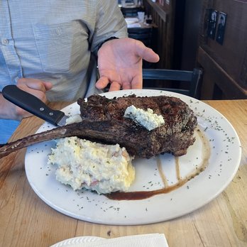 The Grove Restaurant & Bar - Tomahawk Steak w/ garlic mashed potatoes - American Near Me - Stevinson, California The Grove Restaurant & Bar - Tomahawk Steak w/ garlic mashed potatoes - American Near Me - Stevinson, California