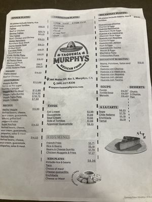 Menu photo 1 Taqueria Murphy’s Murphys, CA Menu photo 1 Taqueria Murphy’s Murphys, CA