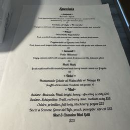 Specials on tonight's menu Specials on tonight's menu