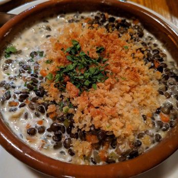 Bar Acuda - $14 Crock of French Lentils with roasted garlic cream, brunoise, local kale, & breadcrumbs - Tapas Bars Near Me - Hanalei, Hawaii