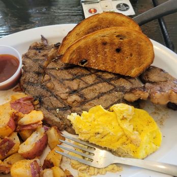 The Parkside Cafe - Steak and eggs with Rye toast and home fries. Yum! - Cafes Near Me - Bristol, Connecticut