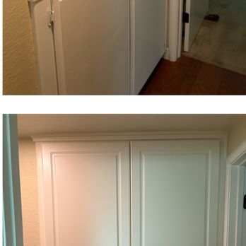 Express Reface - again linen closet....even new hardware included with soft close and hidden hinges - Cabinetry Near Me - Sacramento, California