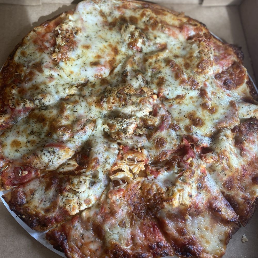 Classic Cheese Pizza with 2 Toppings -chicken and pepperoni Classic Cheese Pizza with 2 Toppings -chicken and pepperoni