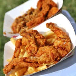 Isleton Cajun Festival - Fried Frog Legs with Fries and Alligator Bites with Gumbo Rice (Pearson's Cajun Kitchen) - just like chicken and pork! =)