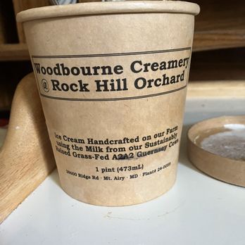 Rock Hill Orchard - Ice cream from A2 Guernsey cows. $9 a pint,otherwise $6.50 for 2 scoops - Farmers Market Near Me - Mount Airy, Maryland Rock Hill Orchard - Ice cream from A2 Guernsey cows. $9 a pint,otherwise $6.50 for 2 scoops - Farmers Market Near Me - Mount Airy, Maryland