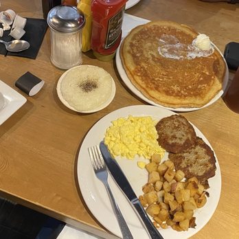 Soul Secrets - America's biggest and tastiest pancake... French toast, grits, eggs, potatoes, and sausage. - Southern Near Me - Cincinnati, Ohio Soul Secrets - America's biggest and tastiest pancake... French toast, grits, eggs, potatoes, and sausage. - Southern Near Me - Cincinnati, Ohio
