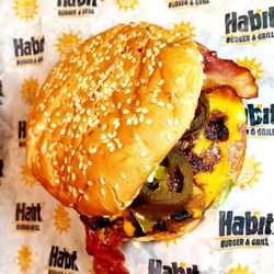 Habit Burger & Grill - Grab Life By The Buns!! Shake Hands with CharBurger with Cheese, Bacon, Sautéed Onions & Jalapeños!!