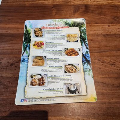 Menu photo 3 Crabby's Oceanside Daytona Beach, FL