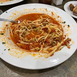 Rudy's Family Restaurant - Linguine with Red Clam sauce (what's left of it!)