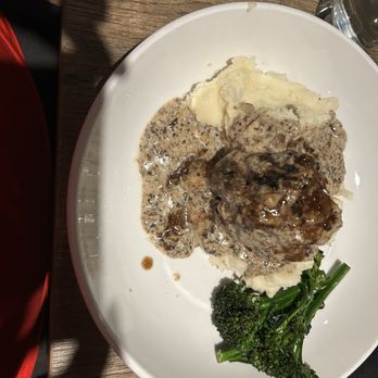 Revery - Meatloaf, mushroom gravy, mashed potatoes and broccolini - Bars Near Me - Bloomington, Illinois