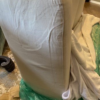 Martian Movers - White Italian sofa arriving in TN wet, stained, and fabric stretched from water damage. - Movers Near Me - San Luis Obispo, California Martian Movers - White Italian sofa arriving in TN wet, stained, and fabric stretched from water damage. - Movers Near Me - San Luis Obispo, California