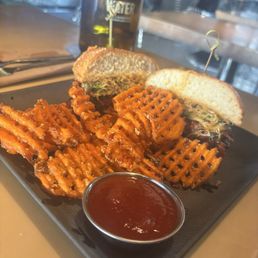 Beet sandwich. The fries were the best part.