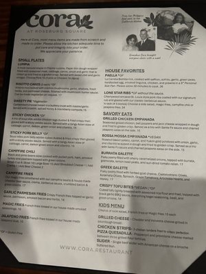Menu photo 1 Cora at Roseburg Square Modesto, CA