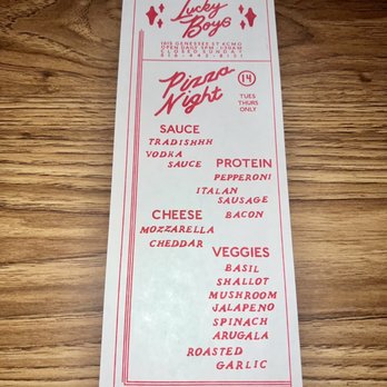 Lucky Boys - a menu for a pizza night - Dive Bars Near Me - Kansas City, Missouri Lucky Boys - a menu for a pizza night - Dive Bars Near Me - Kansas City, Missouri