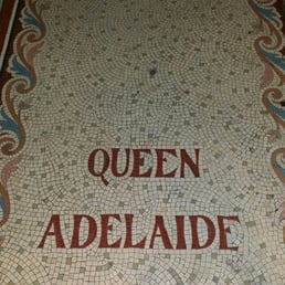 The mosaic welcome step outside the front door.