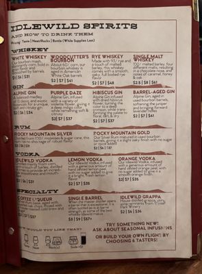 Menu photo 2 Idlewild Spirits Distillery Winter Park, CO Menu photo 2 Idlewild Spirits Distillery Winter Park, CO