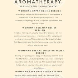 Wombman Doula Care - Check out our Aromatherapy Services! Don't see what you're looking for? Book your consultation to customize your own Synergy! Call or text .