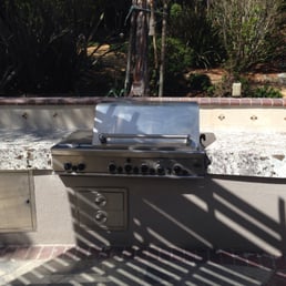 BBQ Island with granite and custom backsplash BBQ Island with granite and custom backsplash