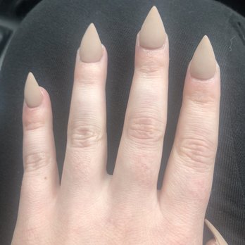 Lula Nail Spa - Stiletto tips with a matte taupe colored acrylic - Nail Salons Near Me - Garden City, Michigan Lula Nail Spa - Stiletto tips with a matte taupe colored acrylic - Nail Salons Near Me - Garden City, Michigan