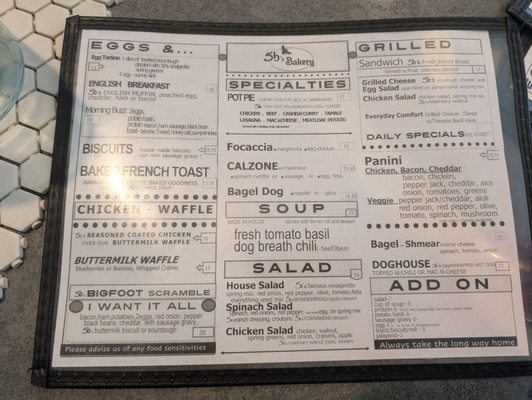 Menu photo 1 5b's Bakery Concrete, WA